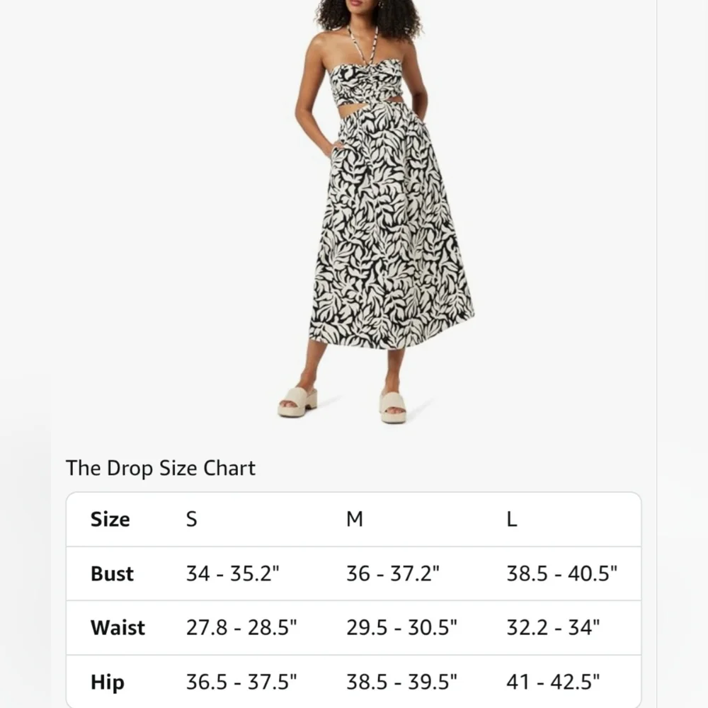 The Drop Women's Brinda Cotton Cut Out Halter Maxi Dress Size MEDIUM Black White - Picture 7 of 9
